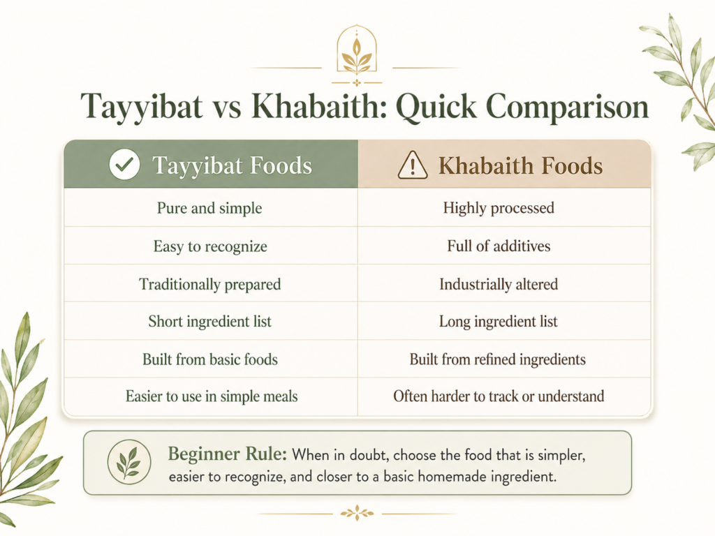 Tayyibat vs Khabaith foods quick comparison table